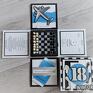 scrapbooking kartki prezent urodzinowy exploding box z okazji 18 stki szachy