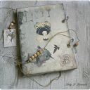 Stylowy notatnik/dziennik A5 w kratkę - rękodzieło scrapbooking