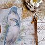 ręcznie zrobione sekretnik /pamiętnik /niebieskie ptaki koronka
