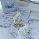 Kartka w pudełku z niespodzianką - ślubny exploding box dusty blue