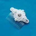 Ozdoba do włosów Grzebień sutasz śnieżne Biały, rivoli