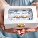 Białe pudełko na obrączki z okienkiem - personalizowane, dąb, 12x8