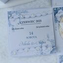 Kartka w pudełku z niespodzianką - ślubny exploding box dusty blue