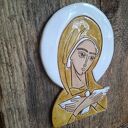 Ikona ceramiczna Matki Bożej Pneumatofora na starym drewnie