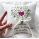 Haftowana poduszka na obrączki, personalizowana ślubna Drzewo (HR55)