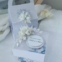 Kartka w pudełku z niespodzianką - ślubny exploding box dusty blue