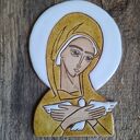 Ikona ceramiczna Matki Bożej Pneumatofora na starym drewnie