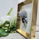 Komplet szydełkowych laleczek voodoo w złotych ramkach - oryginalny prezent ślubny