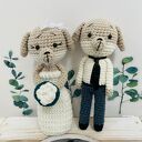 Młoda para pieski maskotki ręcznie robione prezent ślubny