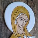 Ikona ceramiczna Matki Bożej Pneumatofora na starym drewnie