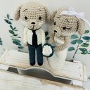 Młoda para pieski maskotki ręcznie robione prezent ślubny