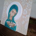 Ikona ceramiczna Matka Boża niosąca Ducha Świętego (Pneumatofora) - ręcznie rzeźbiona