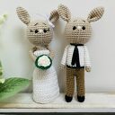 Młoda para króliczki ręcznie robione prezent ślubny