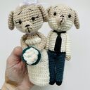 Młoda para pieski maskotki ręcznie robione prezent ślubny