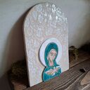 Ikona ceramiczna Matka Boża niosąca Ducha Świętego (Pneumatofora) - ręcznie rzeźbiona