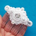 Ozdoba do włosów Grzebień sutasz śnieżne Biały, rivoli