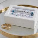 Pudełko na obrączki drewniane personalizowane - dąb, imiona i data