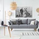 Rodzina krów w stylizacjach vintage - nowoczesny obraz drukowany na płótnie 120x80 cm