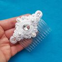 Ozdoba do włosów Grzebień sutasz śnieżne Biały, rivoli
