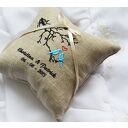 Haftowana poduszka na obrączki Lovebirds - personalizowana poduszka ślubna