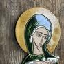 ikona ślub zielone ceramiczna na starym drewnie - pneumatofora chrzest