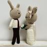 ślub: ręcznie robione - młoda para króliczki prezent ślubny maskotki
