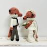 białe ślub weselne młoda para szydełkowe ślubne ręcznie pamiątka ślubu liski