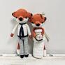 szydełkowe ślub młoda para weselne ręcznie prezent dekoracja ślubna liski