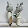 beżowe ślub maskotki ślubne młoda para - króliczki, wykonane ręcznie na prezent