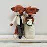 Młoda para liski szydełkowe ręcznie robione prezent ślubny - maskotki