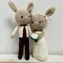ślub: Młoda para ręcznie robione - prezent maskotki króliczki ślubne