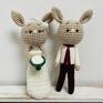 ślub: Młoda Para króliczki maskotki ślubne prezent handmade