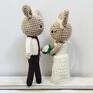 białe ślub ślubne młoda para króliczki ręcznie robione prezent dekoracja weselna
