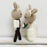 białe młoda para króliczki ręcznie robione prezent ślubny