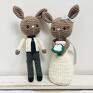 białe ślub młoda para króliczki ręcznie robione prezent ślubny