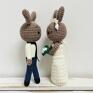 brązowe ślub młoda para króliczki ręcznie robione prezent maskotki ślubne