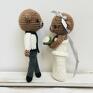 Młoda para szydełkowe ręcznie robione - pamiątka prezent ślubny misie dekoracja weselna