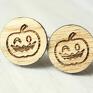 drewniane spinki do mankietów halloween dynia - okolicznościowe