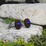 spinki do mankietów: Drewniane do z lapisem lazuli #00052 - prezent ślubne