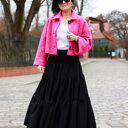 Spódnica maxi z falbanami pas gumowany czarna