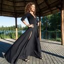 Czarna wieczorowa spódnica maxi z rozporkiem i podszewką w formie szortów