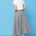 Spódnica midi z tkaniny bawełnianej, mmm35, czarny zygzak