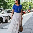 Biała spódnica maxi z falbanami pas gumowany