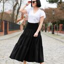 Spódnica maxi z falbanami pas gumowany czarna