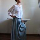 Długa zwiewna lejąca się spódnica Boho błękitna