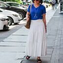 Biała spódnica maxi z falbanami pas gumowany