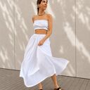 Feather White - biała spódnica maxi z 100% bawełnianego batystu