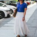 Biała spódnica maxi z falbanami pas gumowany