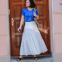 Biała spódnica maxi z falbanami pas gumowany