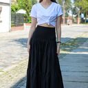 Spódnica maxi z falbanami pas gumowany czarna